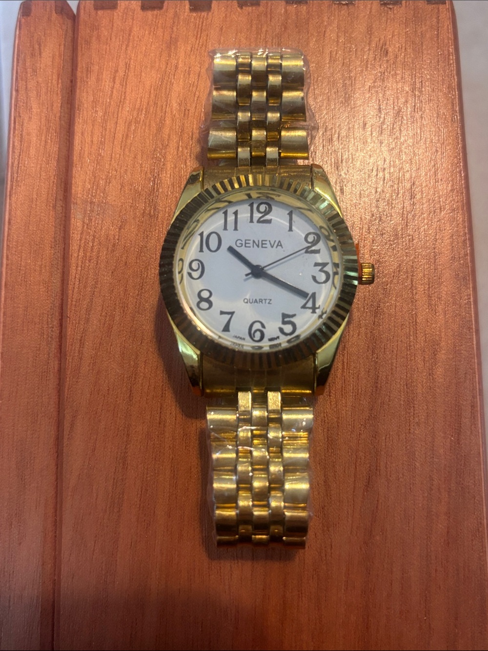 Geneva Gold-Tone Watch with White Dial